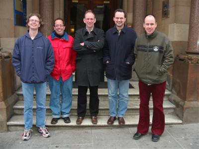 Dundee Research Group: March 24, 2006. From left to right: Paul Macklin and John Lowengrub (UCI), Steven McDougall (Heriot-Watt University), Mark Chaplain and ARA `Sandy' Anderson (U. Dundee)